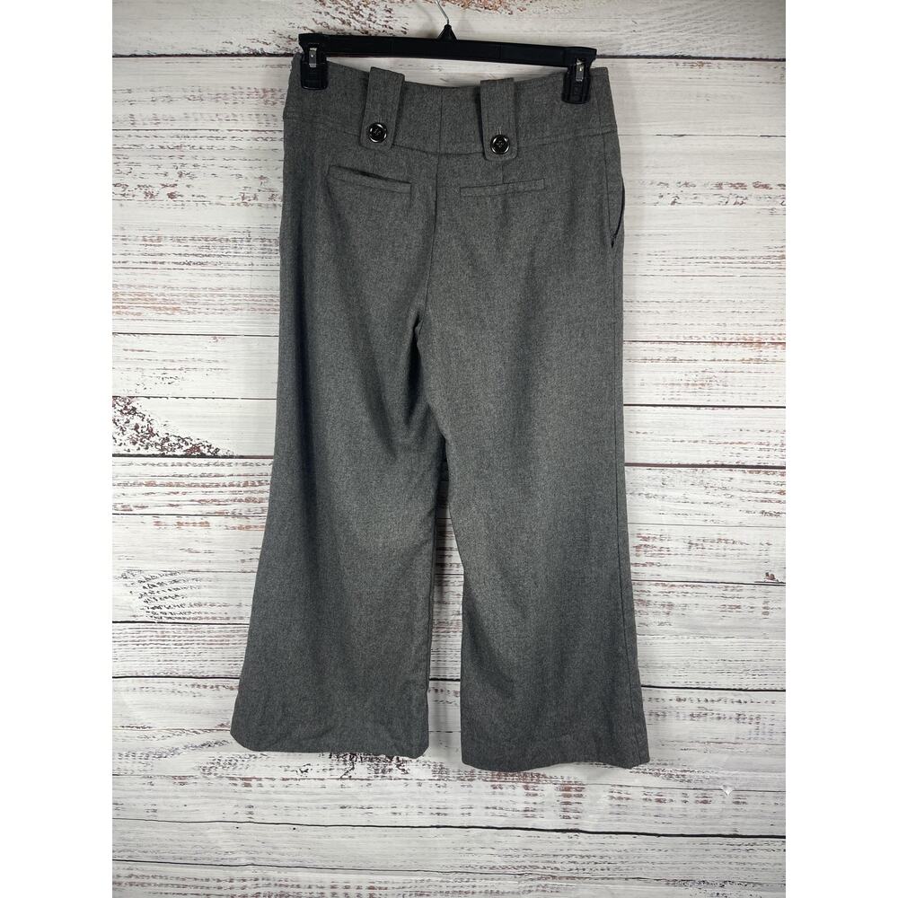 Burberry London Pants Women's M Gray Wool Blend Wide Leg Cropped Button Detail - Picture 9 of 9